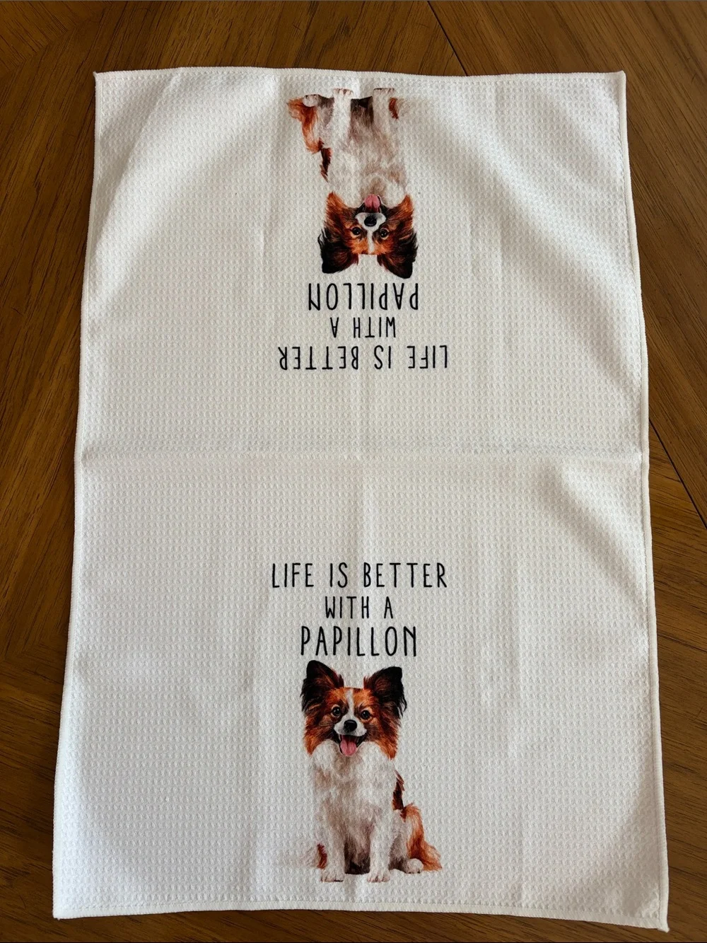 White Papillon Dog Kitchen Towels - Set of 2